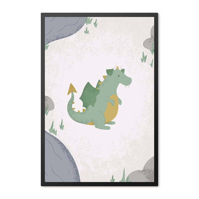 Alles voor de kinder- en babykamer - Ukkie & Boef Poster in lijst Born to be Brave Draakje
