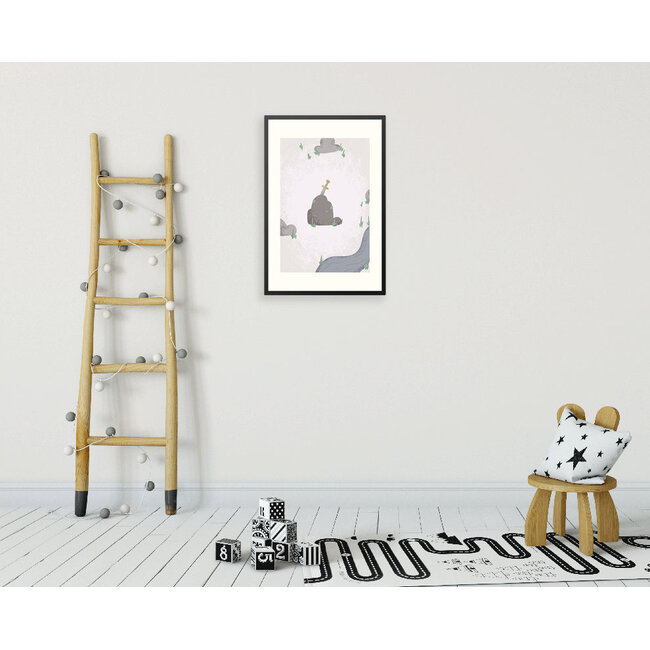 Alles voor de kinder- en babykamer - Ukkie & Boef Poster in lijst Born to be Brave Zwaardje