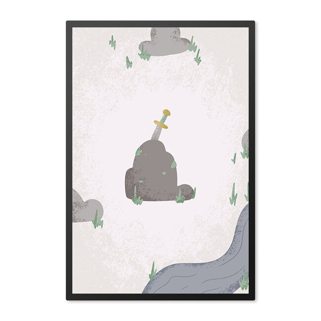 Alles voor de kinder- en babykamer - Ukkie & Boef Poster in lijst Born to be Brave Zwaardje