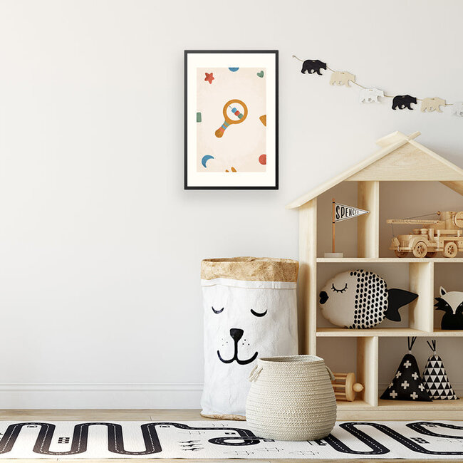 Alles voor de kinder- en babykamer - Ukkie & Boef Poster in lijst Born to be Me Rammelaar