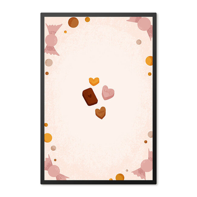 Alles voor de kinder- en babykamer - Ukkie & Boef Poster in lijst Born to be Sweet Love Candy