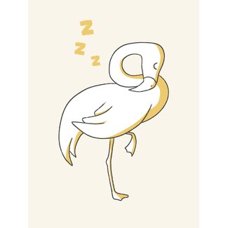 Ukkie & Boef Schilderij Slapende Flamingo - Slapende Vriendjes - Kinderkamer