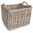 Sweet Living Rieten Opbergmand Greywash Jute Handvatten