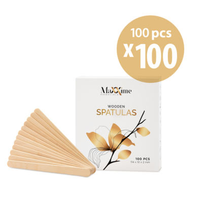 maXXime Spatules à cire en bois petite boîte extérieure (100 x 100 pièces)