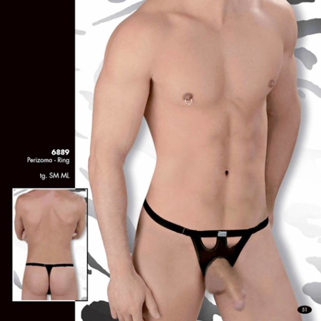 genetisch vergeten Kapel Eros Veneziani String met ring <zwart> ·6889· - Tothem Underwear for Men