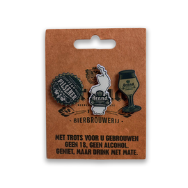 Brand pins, set van 3  - Limburg/glas/kroonkurk