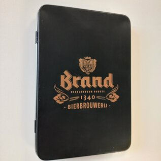 Brand koperen opener in cadeaublikje zwart