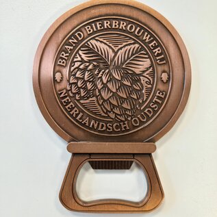 Brand koperen opener in cadeaublikje zwart