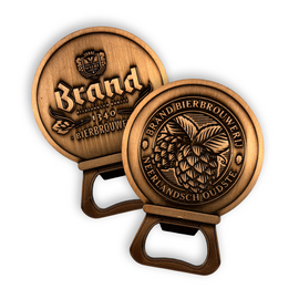 Brand koperen opener in cadeaublikje zwart