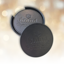 Brand onderzetters in houder zwart