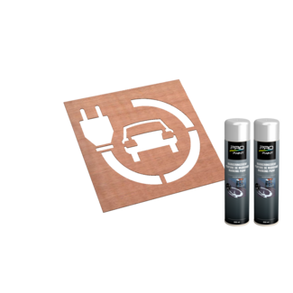 Wegmarkering sjabloon set (oplaadpunt) voor auto opladen