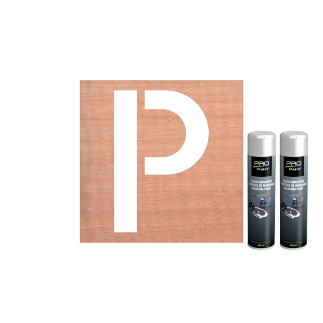 Wegmarkering set (P symbool) voor parkeervak aanduiding