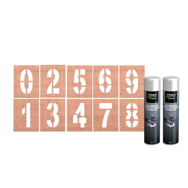 Wegmarkering sjabloon (Parkeervaknummering 30cm cijfers)