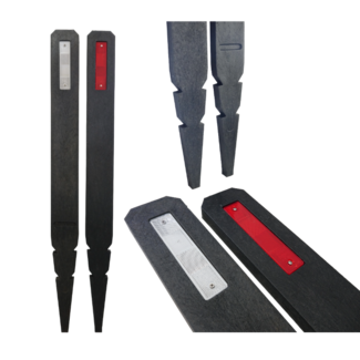 Bermpaal kunststof zwart met reflector rood/wit