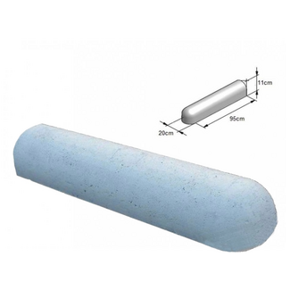 Traffictotaal Varkensrug beton 1 kant rond en 1 kant recht wit