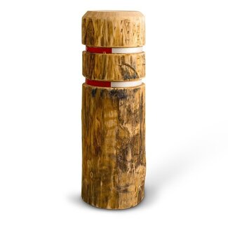 Traffictotaal Diamantkoppaal markeringspaal kastanje hout 130 cm hoog - met rood witte reflectie
