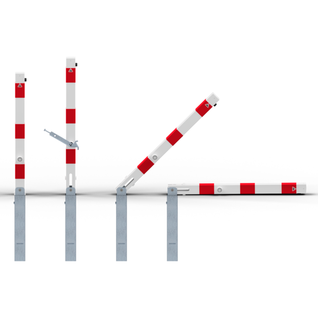 Afzet/antiparkeerpaal 70x70mm met hef-kantelmechanisme