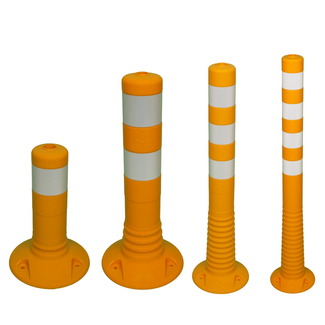 Afzetpaal Ø80mm geel-wit flexibel kunststof