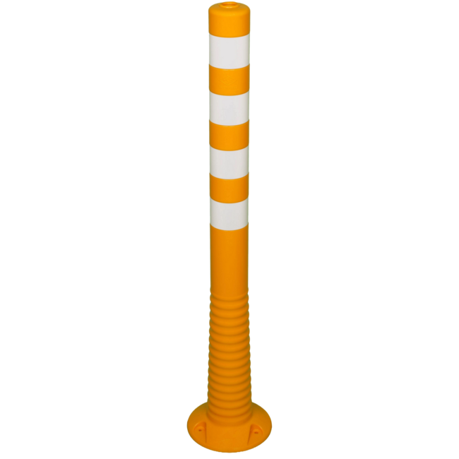Afzetpaal Ø80mm geel-wit flexibel kunststof