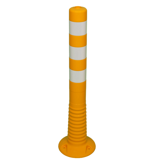 Afzetpaal Ø80mm geel-wit flexibel kunststof