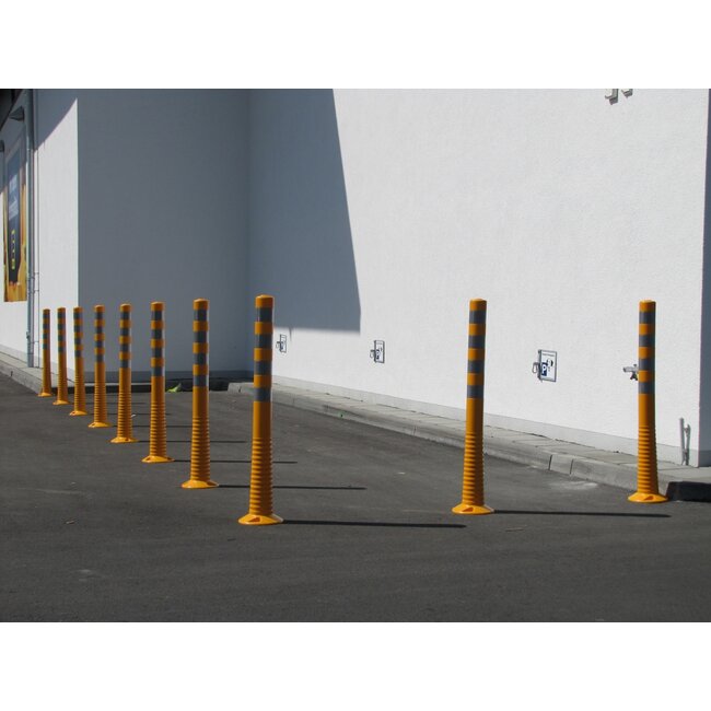 Afzetpaal Ø80mm geel-wit flexibel kunststof