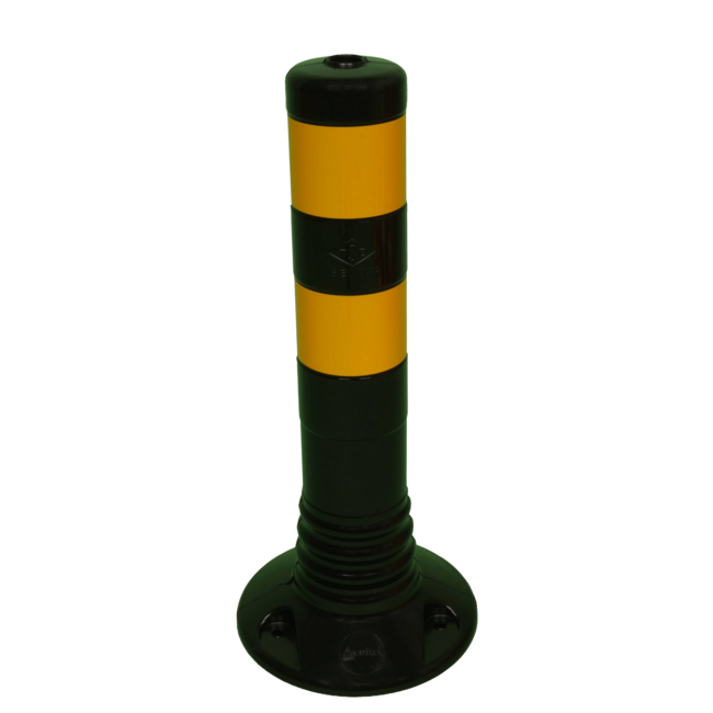 Afzetpaal Ø80mm zwart-geel flexibel kunststof