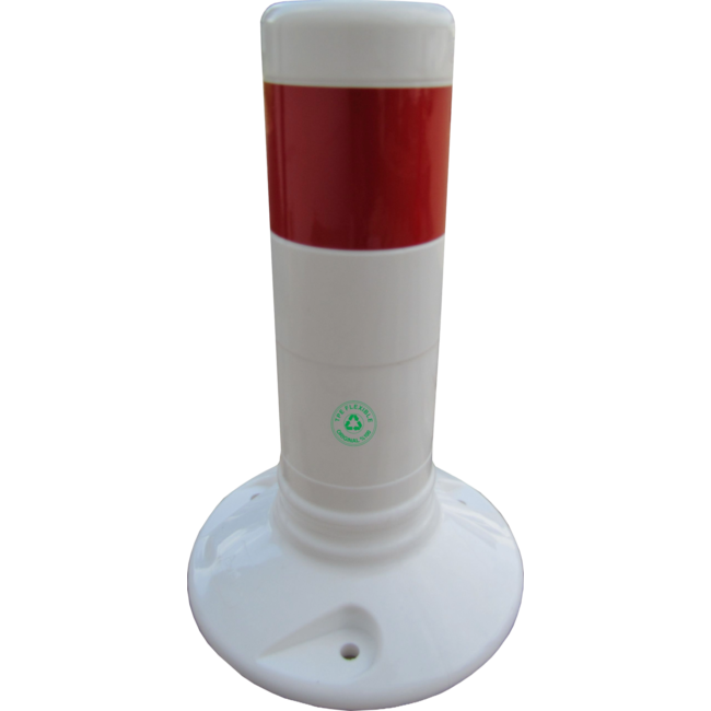 Afzetpaal Ø80mm wit-rode flexibel kunststof