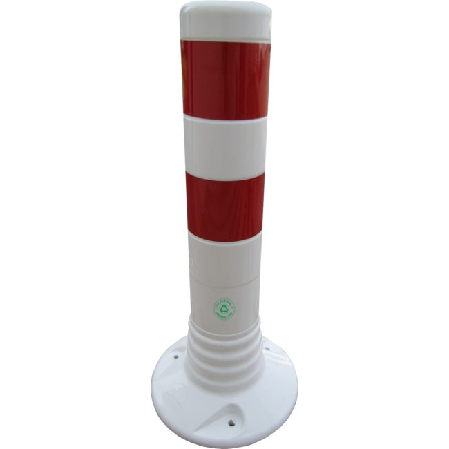 Afzetpaal Ø80mm wit-rode flexibel kunststof