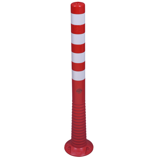 Afzetpaal Ø80mm rood-witte flexibele kunststof