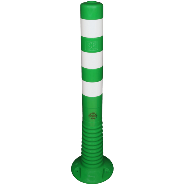 Afzetpaal groen-wit flexibel kunststof Ø80mm