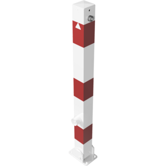 Afzetpaal rood-wit neerklapbaar met slot