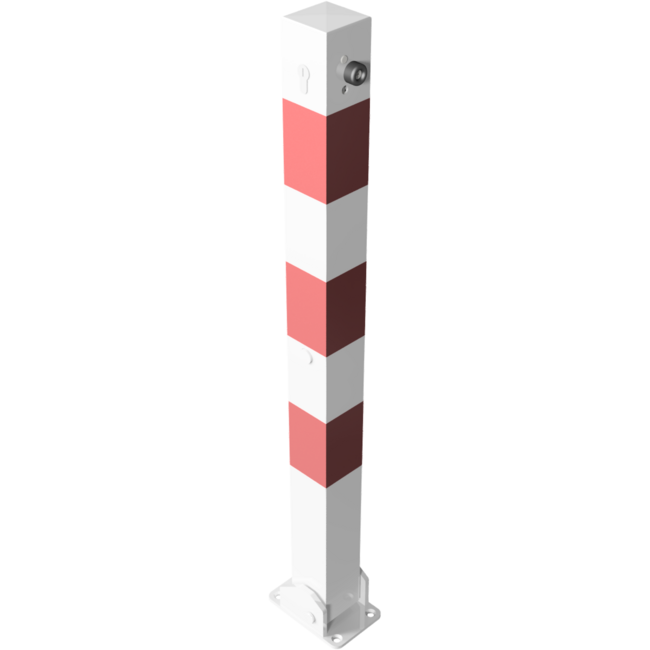 Afzetpaal rood-wit neerklapbaar met slot