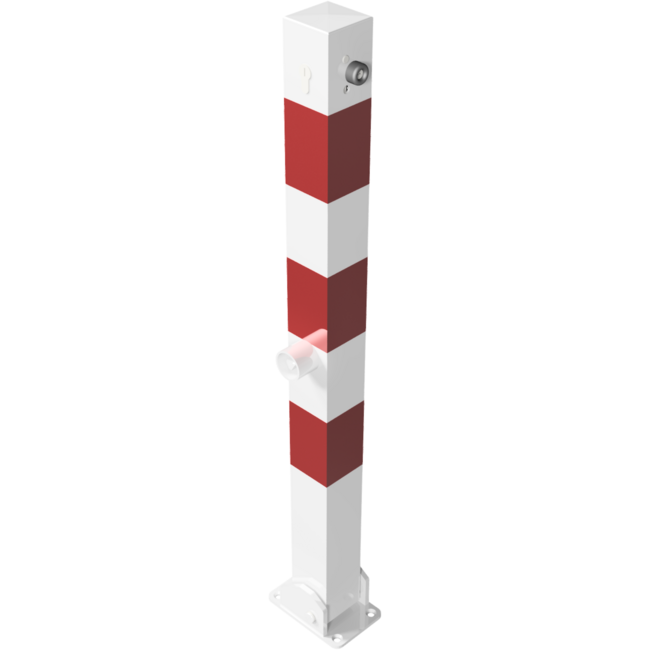 Afzetpaal rood-wit neerklapbaar met slot