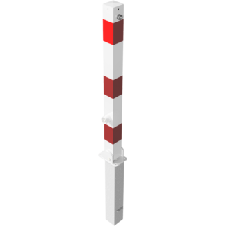 Afzet/antiparkeerpaal 70x70mm rood-wit neerklapbaar en uitneembaar