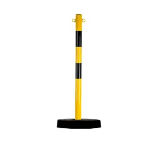 Stalen kettingpaal geel - zwart met verzwaarde voet