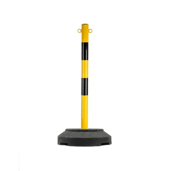 Stalen kettingpaal geel - zwart met verzwaarde voet