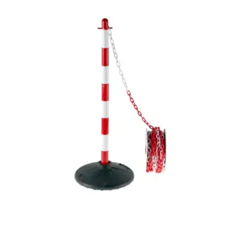 Kunststof kettingpaal rood-wit met massieve voet