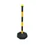 Kunststof kettingpaal geel - zwart met vulbare voet