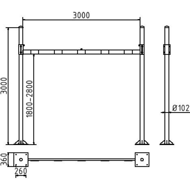 Verstelbare hoogtebegrenzer 1800 - 2800 mm