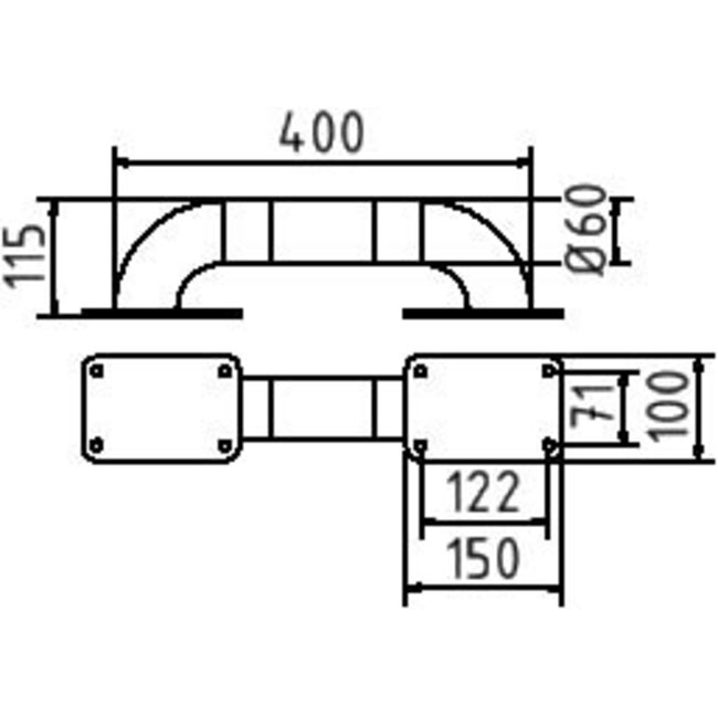 Beschermbeugel/vloerbalk Ø 60 x 115 mm – Stalen aanrijdbeveiliging geel/zwart