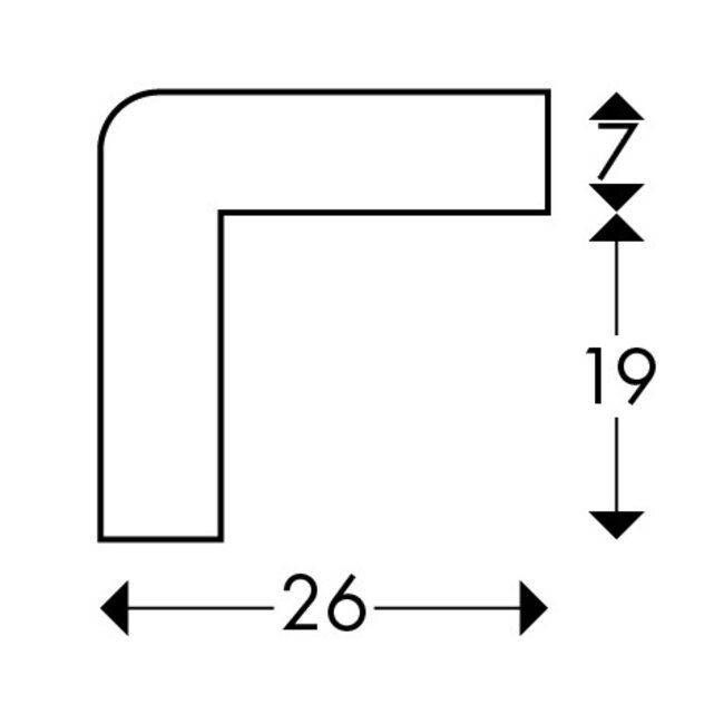 Hoekbeschermer schuimrubber - Type E 26 x 26 mm - Zelfklevend