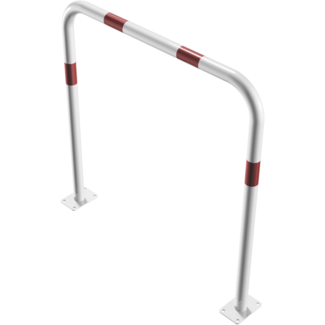 Geleidehek Ø48 mm rood/wit gepoedercoat | Bodemmontage