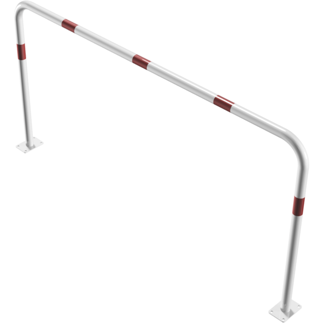 Geleidehek Ø48 mm rood/wit gepoedercoat | Bodemmontage
