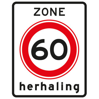 Traffictotaal RVV verkeersbord A01-60ZBH | Snelheids-/zonebord | 60 Km/h