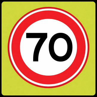 Traffictotaal RVV verkeersbord A01-70F| Snelheidsbord | 70 km/h