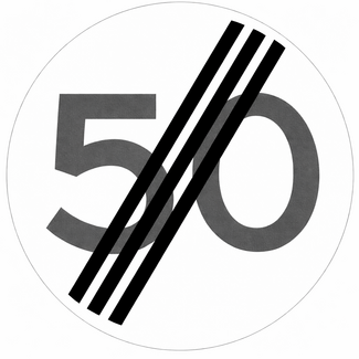 Traffictotaal RVV verkeersbord A02-50| Einde max. snelheid | 50 km/h