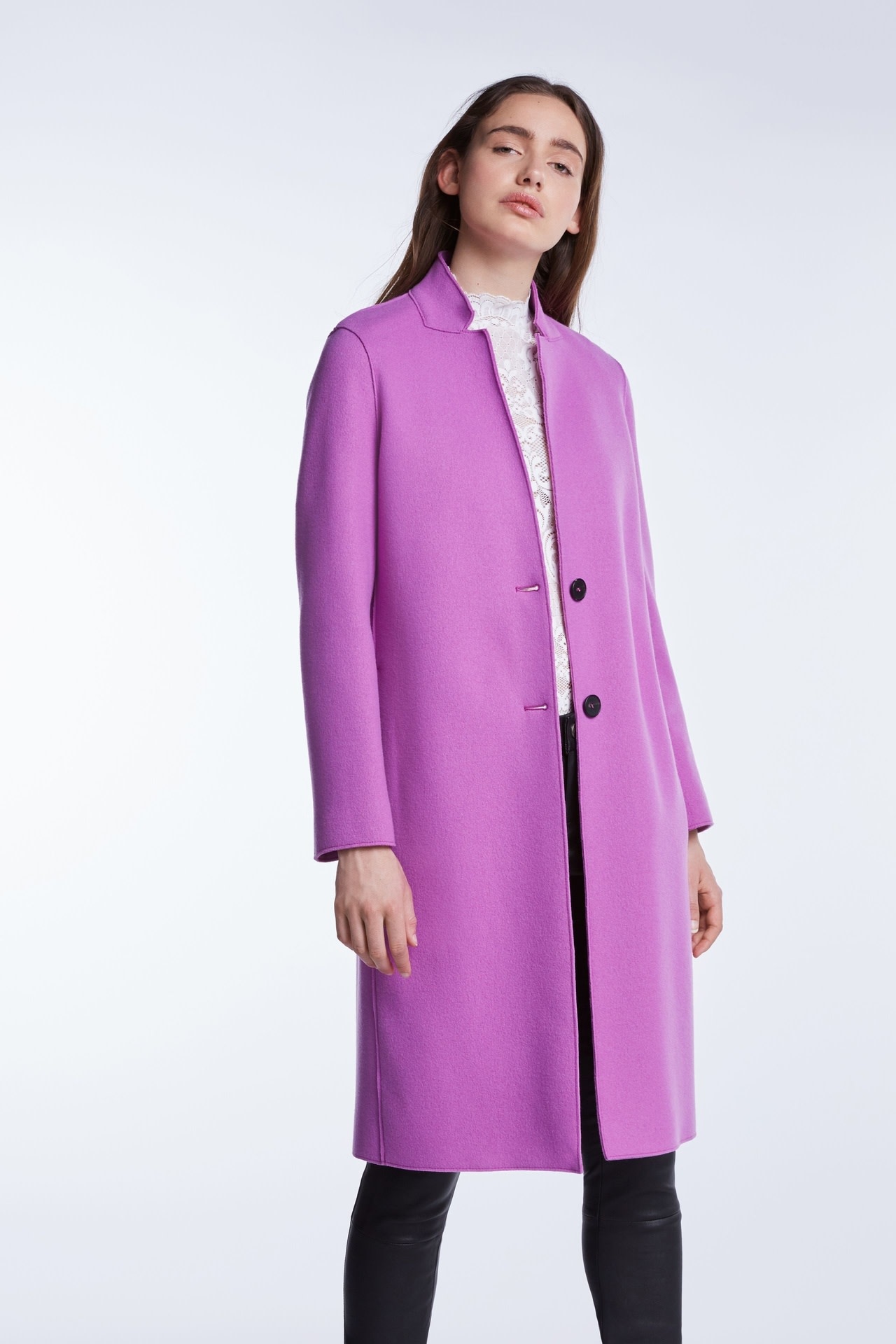 purple wool coat