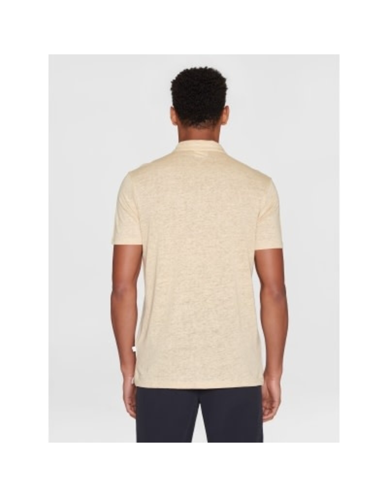 Knowledge Cotton Ecru Linen Polo Top