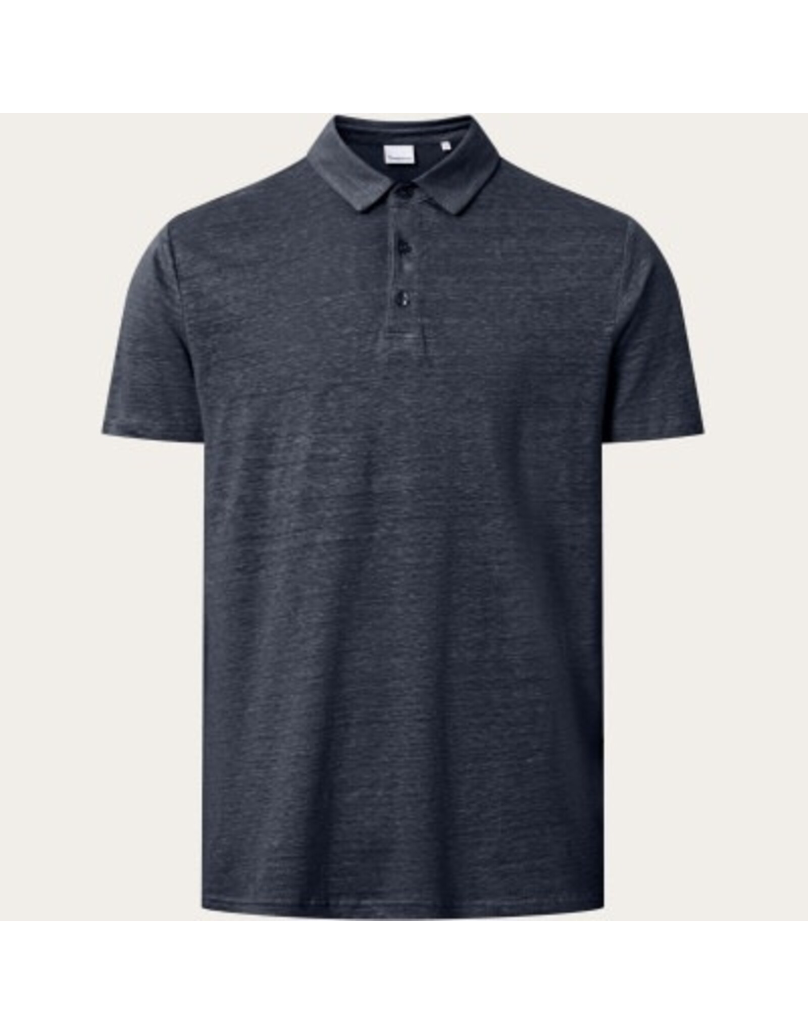 Knowledge Cotton Navy Linen Polo Top