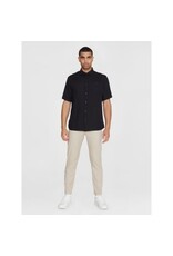 Knowledge Cotton Linen S/Sl Black Shirt